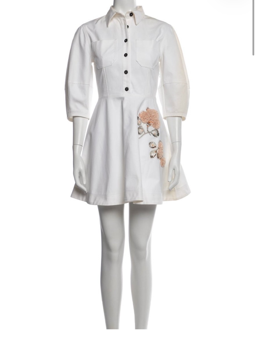 Dior White Shirt Dress with Blush Floral Appliqué